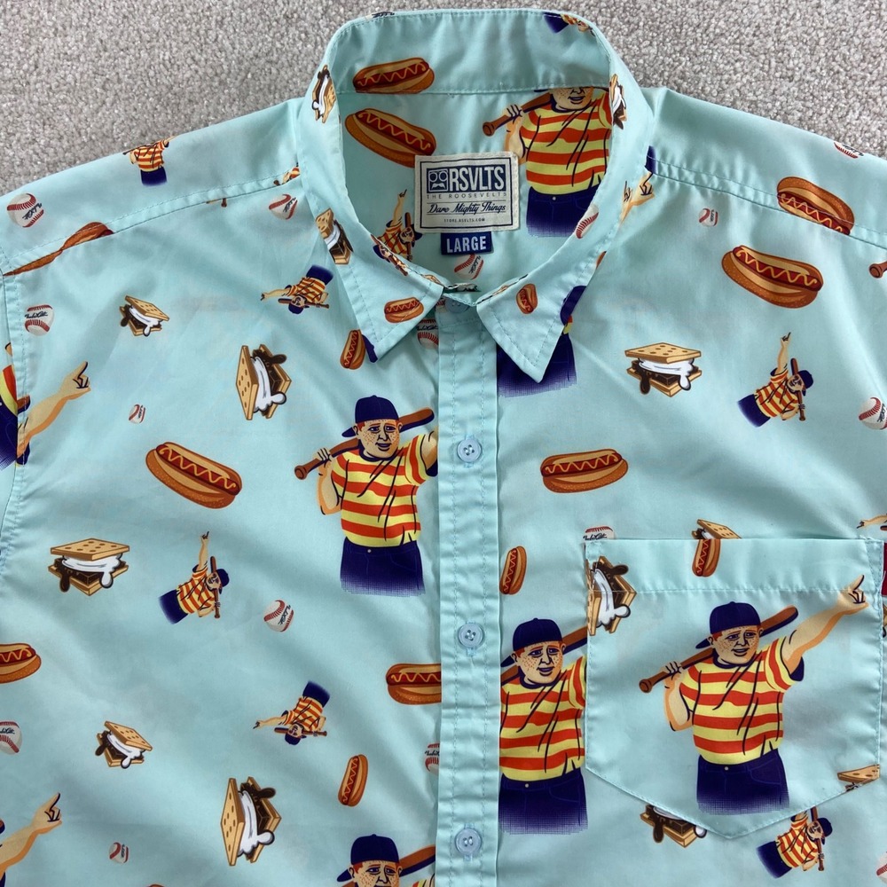 RSVLTS The Sandlot Shirt Mens Large Blue Ham Porter Hot Dogs Smores Kunuflex